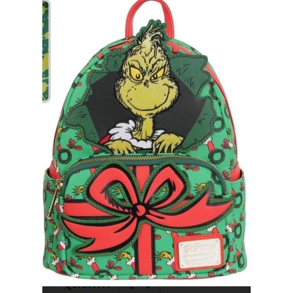 How the Grinch Stole Christmas Grinch Christmas Present Mini Backpack  NWT